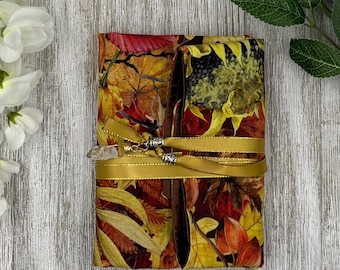 Reversible Silk Lined Tarot Wrap / Fall Tarot Wrap / Tarot Supplies / Tarot Deck Storage / Tarot Cloth / Tarot Supplies / Altar