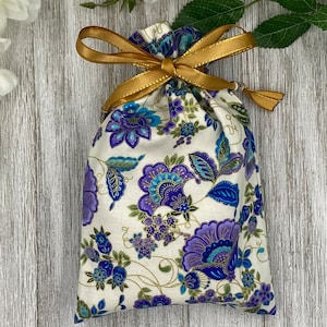 Floral Tarot Bag/ Custom Tarot Bag/ Keepsake Bag / Drawstring Bag / Oracle Bag / Jewelry Bag / Crystal Bag / Gift Bag / Tarot Pouch