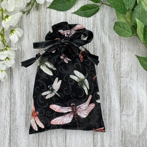 Dragonfly Tarot Bag/ Custom Tarot Bag/ Keepsake Bag / Drawstring Bag / Oracle Bag / Jewelry Bag / Crystal Bag / Gift Bag / Tarot Pouch