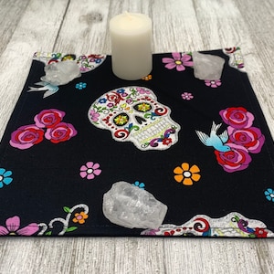 MINI Altar Cloth - Skull, Tarot Cloth, Traveling Altar Cloth, Portable Altar Cloth, Small Spaces Altar, Home Office Altar