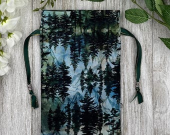 Forest Tarot Bag/ Custom Tarot Pouch/ Keepsake Bag / Drawstring Bag / Oracle Bag / Crystal Bag / Tarot Pouch / Cosmetic Bag
