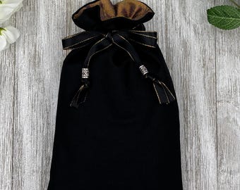 Gold Silk Lined Tarot Bag/ Custom Tarot bag/ Keepsake Bag / Drawstring Bag / Oracle Bag / Crystal Bag / Gift Bag / Tarot Pouch / Bag
