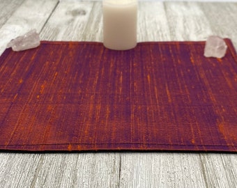 Silk MINI Altar Cloth - Reddish Orange, Traveling Altar Cloth, Portable Altar Cloth, Small Spaces Altar, Home Office Altar
