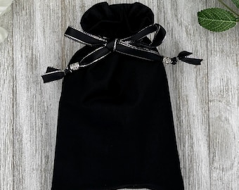Black Silk Lined Tarot Bag/ Custom Tarot bag/ Keepsake Bag / Drawstring Bag / Oracle Bag / Crystal Bag / Gift Bag / Tarot Pouch Bag
