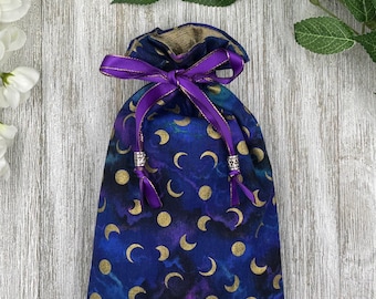Silk Lined Tarot Bag/ Custom Tarot bag/ Keepsake Bag / Drawstring Bag / Oracle Bag / Crystal Bag / Gift Bag / Tarot Pouch / Cosmetic Bag