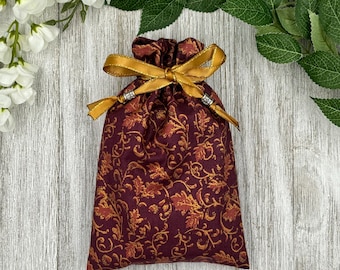 Leaves Tarot Bag/ Custom Tarot Bag/ Runes Bag / Drawstring Bag / Oracle Bag / Jewelry Bag / Crystal Bag / Gift Bag / Tarot Pouch