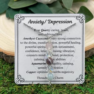 Anxiety/Depression Necklace- Geologist Certified Crystals, Necklace Gift, Protection Necklace, Anxiety Support, Handmade, Empath Protection