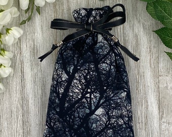 Moonlite Forest Tarot Bag/ Custom Tarot Pouch/ Keepsake Bag / Drawstring Bag / Oracle Bag / Crystal Bag / Tarot Pouch / Cosmetic Bag