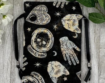 Witchy Tarot Bag/ Custom Tarot Pouch/ Keepsake Bag / Drawstring Bag / Oracle Bag / Crystal Bag / Tarot Pouch / Cosmetic Bag