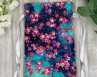 Cherry Blossom Tarot Bag/ Custom Tarot Pouch/ Keepsake Bag / Drawstring Bag / Oracle Bag / Crystal Bag / Tarot Pouch / Cosmetic Bag