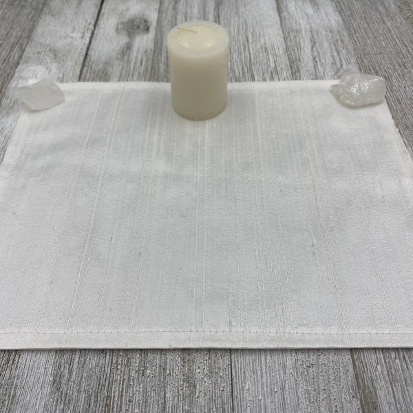 Silk MINI Altar Cloth - White, Traveling Altar Cloth, Portable Altar Cloth, Small Spaces Altar, Home Office Altar