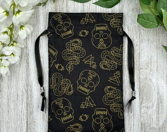 Skull Snake Tarot Bag/ Custom Tarot Pouch/ Dice Bag / Drawstring Bag / Oracle Bag / Crystal Bag / Tarot Pouch / Cosmetic Bag