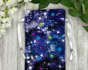 Space Tarot Bag/ Custom Tarot Bag/ Keepsake Bag / Drawstring Bag / Oracle Bag / Jewelry Bag / Crystal Bag / Gift Bag / Tarot Pouch