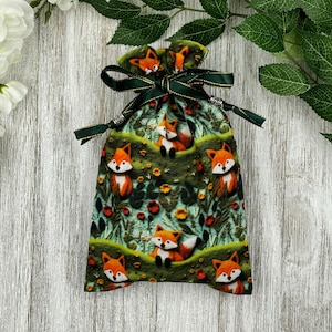 Fox Tarot Bag/ Custom Tarot Bag/ Keepsake Bag / Drawstring Bag / Oracle Bag / Jewelry Bag / Crystal Bag / Gift Bag / Tarot Pouch