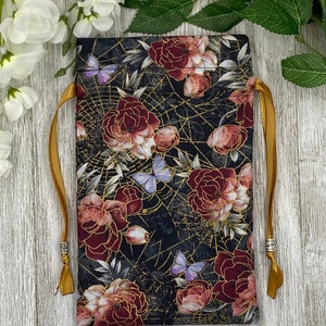 Floral Web Tarot Bag/ Custom Tarot Pouch/ Keepsake Bag / Drawstring Bag / Oracle Bag / Crystal Bag / Tarot Pouch / Cosmetic Bag