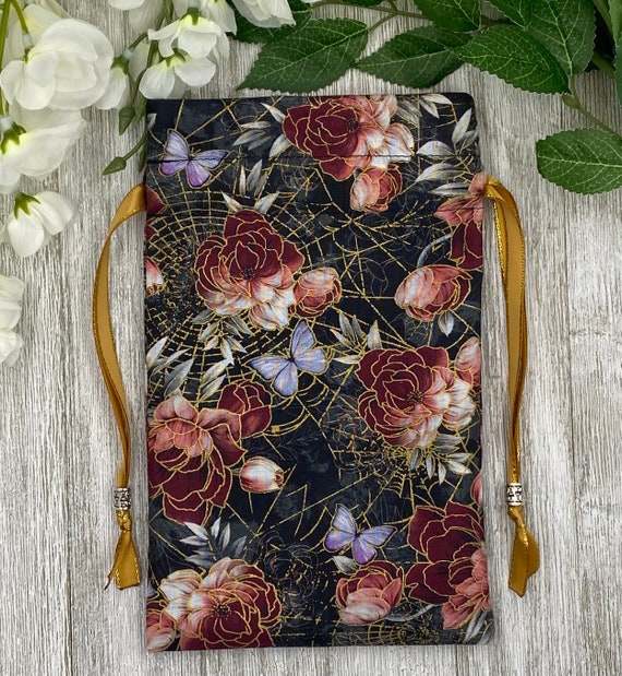 Floral Web Tarot Bag/ Custom Tarot Pouch/ Keepsake Bag / Drawstring Bag / Oracle Bag / Crystal Bag / Tarot Pouch / Cosmetic Bag