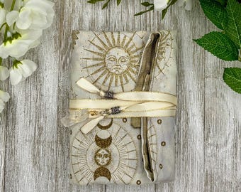 Reversible Silk Lined Tarot Wrap/ Celestial Tarot Wrap / Tarot Supplies / Tarot Deck Storage / Tarot Cloth / Tarot Supplies / Altar