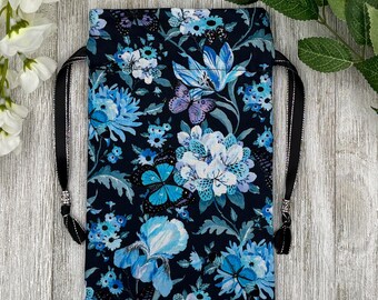 Floral Butterfly Tarot Bag/ Custom Tarot Pouch/ Keepsake Bag / Drawstring Bag / Oracle Bag / Crystal Bag / Tarot Pouch / Cosmetic Bag