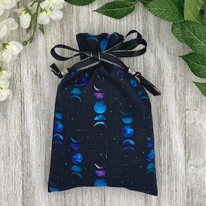 Moon Phase Tarot Bag/ Custom Tarot Pouch/ Keepsake Bag / Drawstring Bag / Oracle Bag / Crystal Bag / Tarot Pouch / Cosmetic Bag