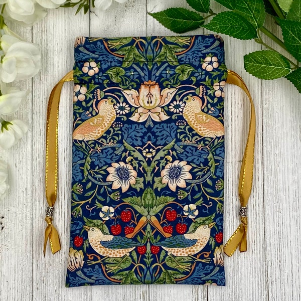 William Morris Tarot Bag/ Custom Tarot Bag/ Keepsake Bag / Drawstring Bag / Oracle Bag / Jewelry Bag / Crystal Bag / Gift Bag / Tarot Pouch