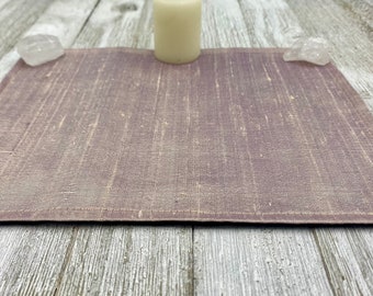 Silk MINI Altar Cloth - Cream/Purple, Traveling Altar Cloth, Portable Altar Cloth, Small Spaces Altar, Home Office Altar