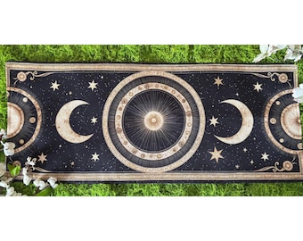 Celestial Altar Cloth, Table Runner, Tarot Cloth, Altar Decor, Divination Cloth, Wall Hanging, Spiritual Decor, Dice Mat, Centerpiece