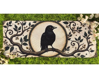 Mantel de altar de cuervo, mantel de tarot, camino de mesa, decoración de altar, mantel de adivinación, tapiz, decoración espiritual, tapete de dados, altar de pared