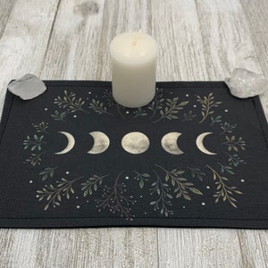 MINI Altar Cloth - Lunar Phase, Traveling Altar Cloth, Portable Altar Cloth, Small Spaces Altar, Home Office Altar