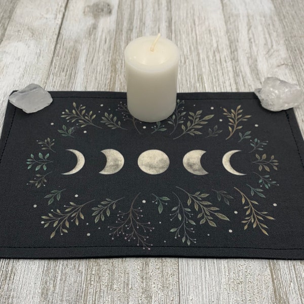 MINI Altar Cloth - Lunar Phase, Traveling Altar Cloth, Portable Altar Cloth, Small Spaces Altar, Home Office Altar