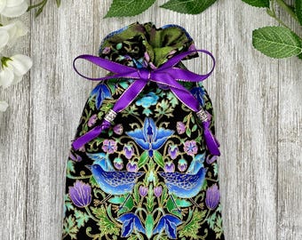 Silk Lined Tarot Bag/ Custom Tarot Bag/ Keepsake Bag / Drawstring Bag / Oracle Bag / Jewelry Bag / Crystal Bag / Tarot Pouch