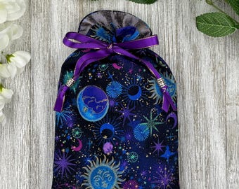 Silk Lined Tarot Bag/ Custom Tarot bag/ Keepsake Bag / Drawstring Bag / Oracle Bag / Crystal Bag / Gift Bag / Tarot Pouch / Cosmetic Bag