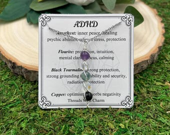 ADHD Crystal Necklace -Geologist Certified Crystals, Protection Necklace, Crystal Shield, Crystal Jewelry, Protective Amulet