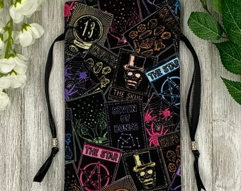 Card Design Tarot Bag/ Custom Tarot Pouch/ Keepsake Bag / Drawstring Bag / Oracle Bag / Crystal Bag / Tarot Pouch / Cosmetic Bag