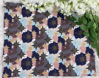 Stars Altar Cloth, Tarot Cloth, Altar Decor, Double Sided Altar Cloth, Wall Hanging, Dice Mat, Centerpiece