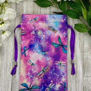Colorful Dragonfly Tarot Bag/ Custom Tarot Pouch/ Keepsake Bag / Drawstring Bag / Oracle Bag / Crystal Bag / Tarot Pouch / Cosmetic Bag