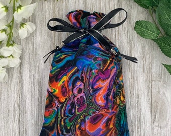Oil Spill Tarot Bag/ Custom Tarot Pouch/ Keepsake Bag / Drawstring Bag / Oracle Bag / Crystal Bag / Tarot Pouch / Cosmetic Bag
