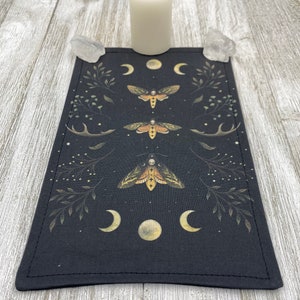 MINI Altar Cloth - Moths, Traveling Altar Cloth, Portable Altar Cloth, Small Spaces Altar, Home Office Altar