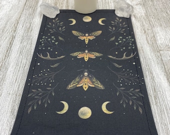 MINI Altar Cloth - Moths, Traveling Altar Cloth, Portable Altar Cloth, Small Spaces Altar, Home Office Altar