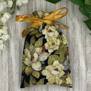 Magnolia Tarot Bag/ Custom Tarot Bag/ Keepsake Bag / Drawstring Bag / Oracle Bag / Jewelry Bag / Crystal Bag / Gift Bag / Tarot Pouch