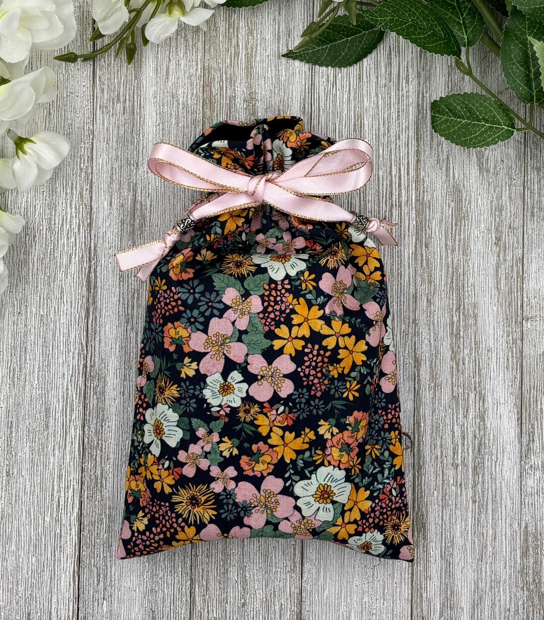 70's Floral Tarot Bag/ Custom Tarot Pouch/ Keepsake Bag / Drawstring ...