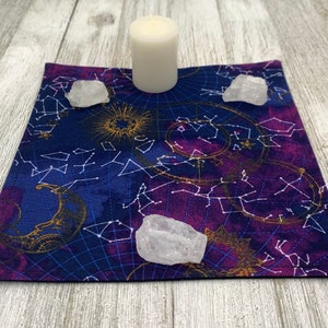 MINI Altar Cloth - Stars, Tarot Cloth, Traveling Altar Cloth, Portable Altar Cloth, Small Spaces Altar, Home Office Altar