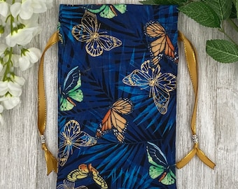 Butterfly Tarot Bag/ Custom Tarot Pouch/ Keepsake Bag / Drawstring Bag / Oracle Bag / Crystal Bag / Tarot Pouch / Cosmetic Bag