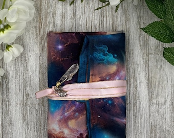 Reversible Silk Lined Tarot Wrap/ Celestial Tarot Wrap / Tarot Supplies / Tarot Deck Storage / Tarot Cloth / Tarot Supplies / Altar