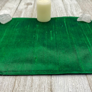 Silk MINI Altar Cloth - Green, Traveling Altar Cloth, Portable Altar Cloth, Small Spaces Altar, Home Office Altar