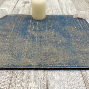 Silk MINI Altar Cloth - Tan/Blue, Traveling Altar Cloth, Portable Altar Cloth, Small Spaces Altar, Home Office Altar
