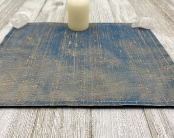 Silk MINI Altar Cloth - Tan/Blue, Traveling Altar Cloth, Portable Altar Cloth, Small Spaces Altar, Home Office Altar