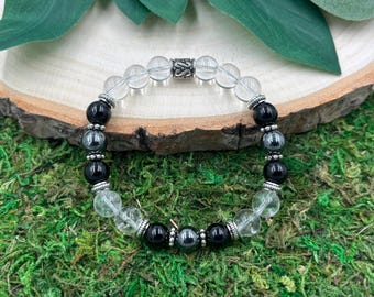 Protection Crystal Bracelet, Clear Quartz Bracelet, Stretch Bracelet, Crystal Jewelry, Gemstone Bracelet, Stretchy Crystal Bracelet