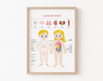 Kids Body Poster | Educational Poster | Nursery Wall Art | HomeSchool | Nursery Room | Kids Wall Art | Montessori | Kids Room Decor