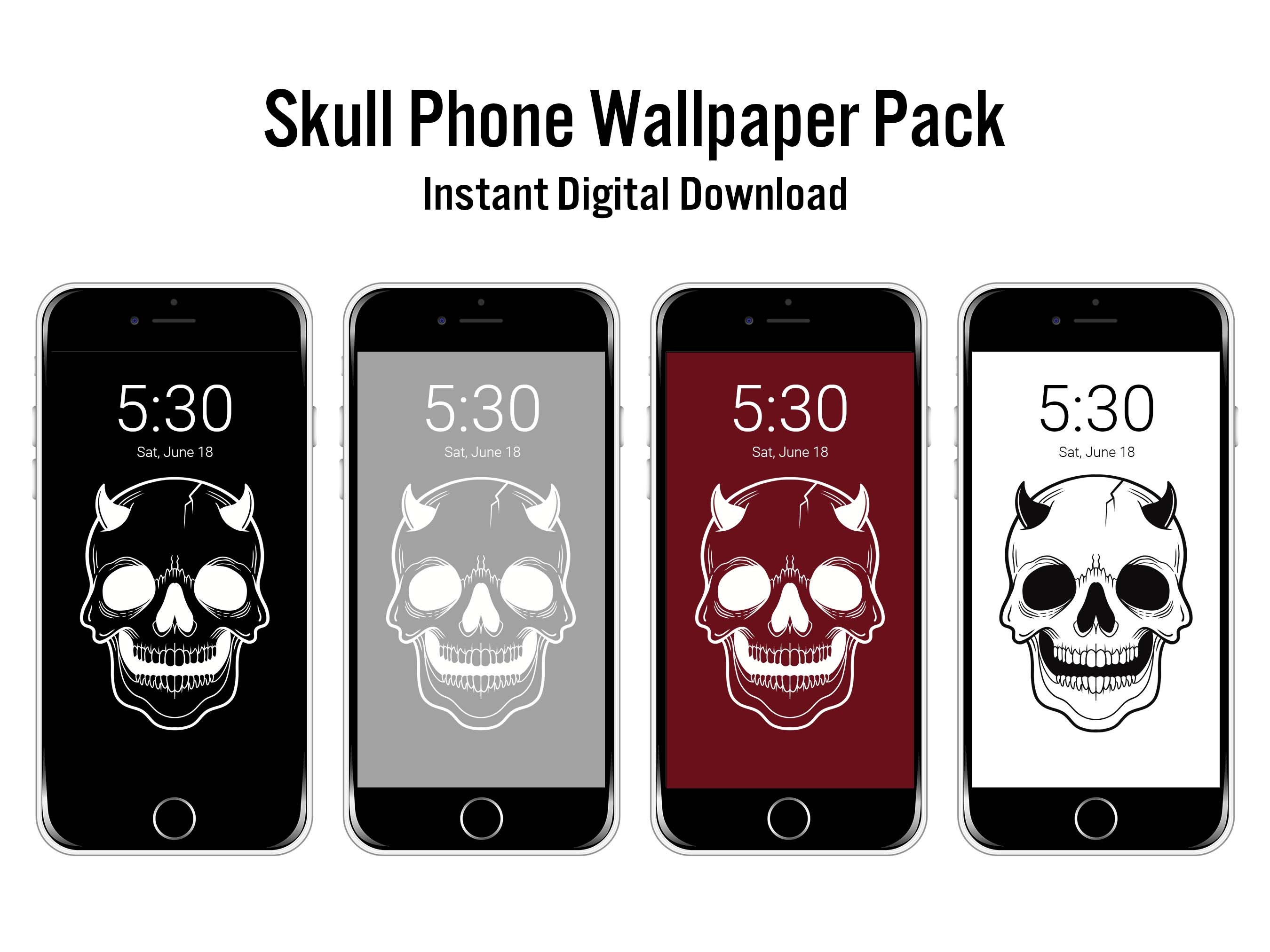 Skull Phone Wallpaper Phone Background Digital Download - Etsy Ireland