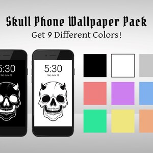 Skull Wallpaper Pack, Phone Background, Instant Digital Download, Spooky, Gothic, Halloween Art